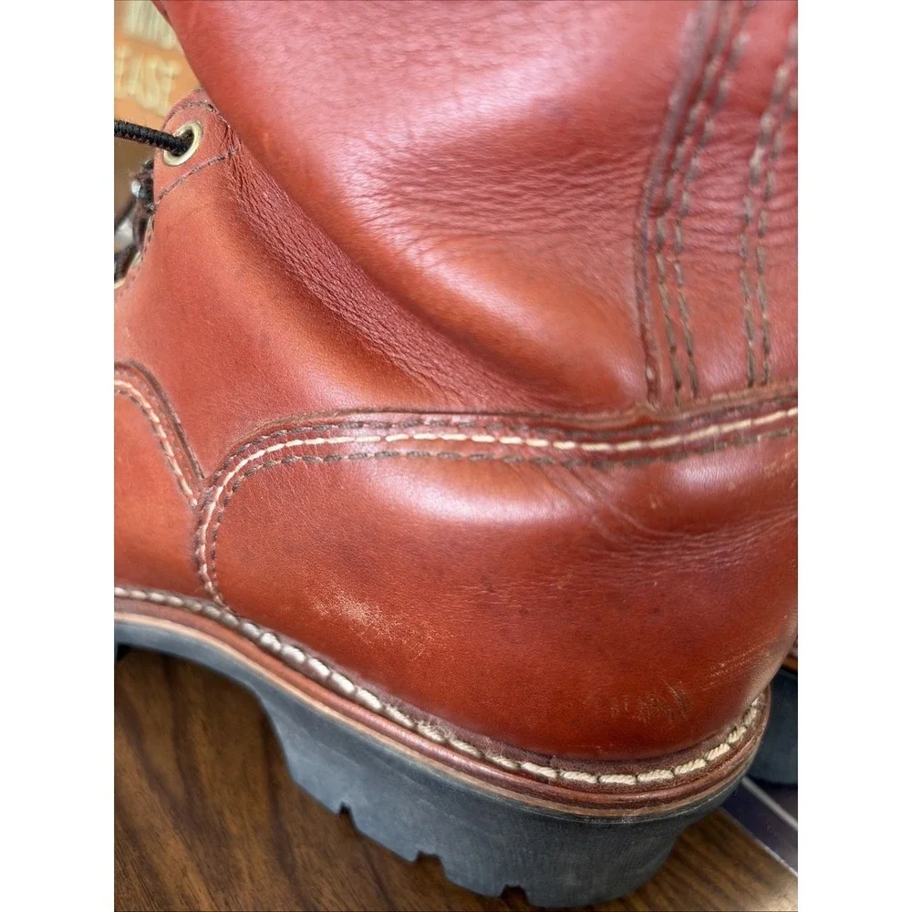 VTG Golden Retriever 9015 Deluxe Logger Boots Men's 8M Red Oak - Excellent Tread